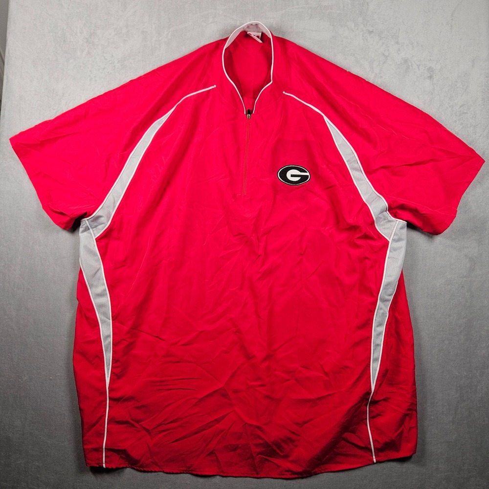 Georgia Bulldogs Quarter Zip Windbreaker Jacket Mens 3XL Red Short Sleeve A4